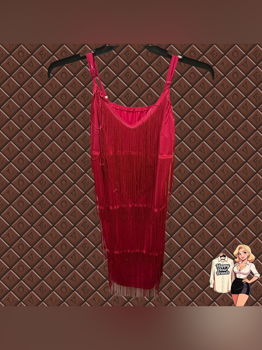 SHEIN Fringe Dress With Tassles Pink Large Pre Owned